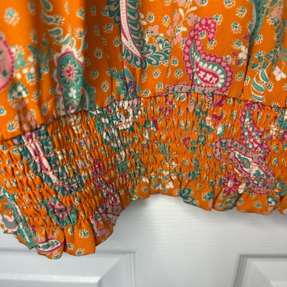 Rose & Olive Paisley Womens Blouse Small Elegant Fun Whimsical Dainty Rouched - Picture 7 of 7